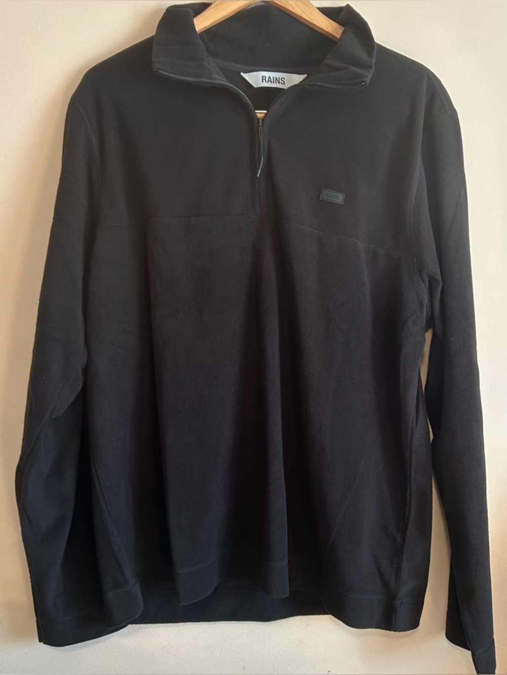 RAINS NEW Addis Fleece Half Zip‎ Unisex Jacket Black Size L MSRP $105